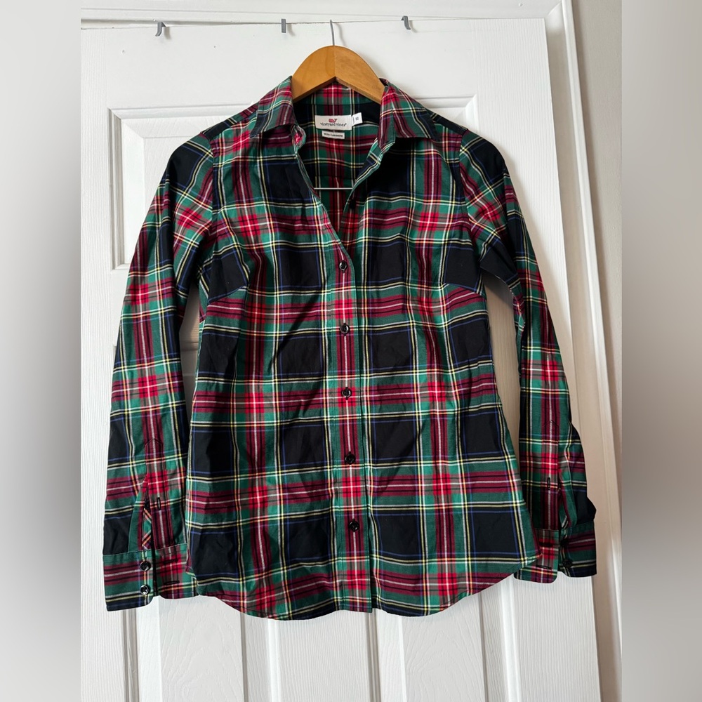 Vineyard Vines Plaid Flannel Button-Down Shirt Women's 00 0498